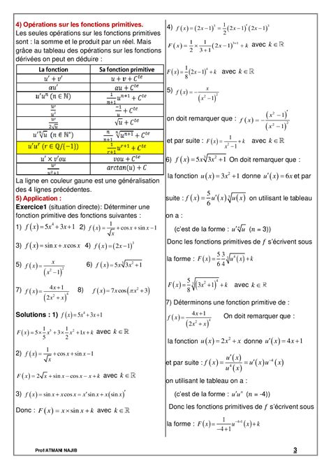 Fonctions primitives Cours et exercices corrigés AlloSchool