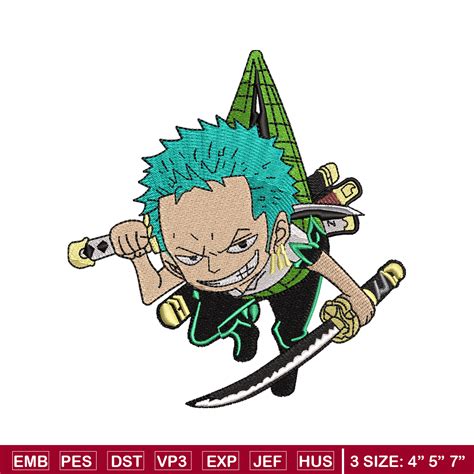 Roronoa Zoro Chibi Embroidery Design One Piece Embroidery Inspire