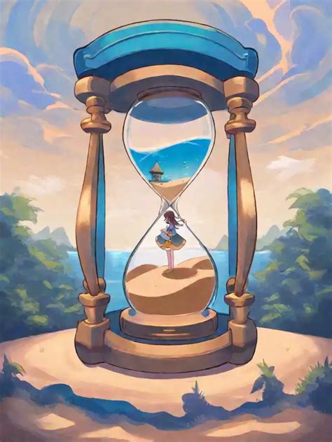 AI Art PixAi Diffusion Sand Clock Girl By In Cat We Trust PixAI