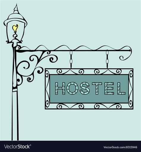 Hostel text on vintage street sign Royalty Free Vector Image