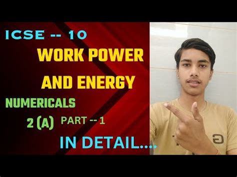 Work Energy And Power Numericals Icse 10 Part 1 Ex 2 A YouTube