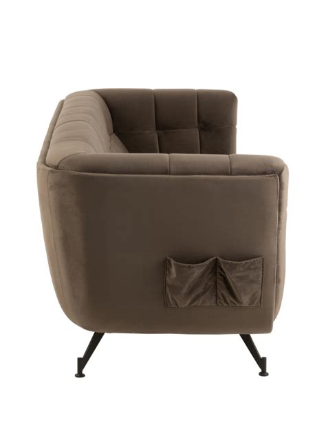 Siege Lounge Personne Textile Bois Metal Gris Fonce