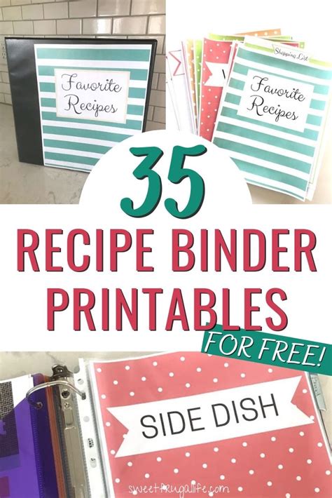 Free Recipe Binder Printables Sweet Frugal Life