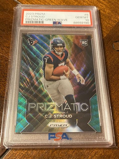 Panini Prizm Cj Stroud Prizmatic Green Wave Rc Texans Psa