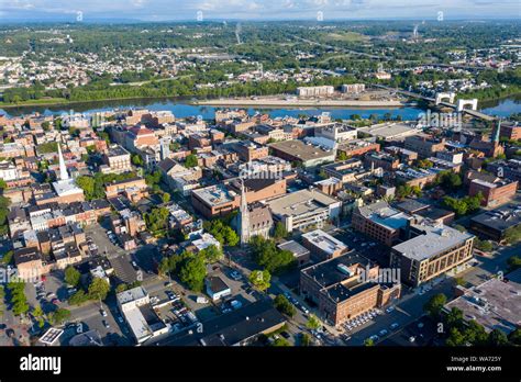 Aerial of downtown Troy, New York, USA Stock Photo - Alamy