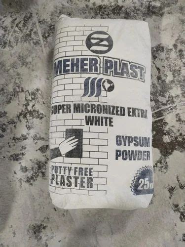 Extra White Meher Plast Gypsum Powder Grade Super Fine Packaging