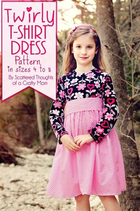 Girl's Twirly T-Shirt Dress Pattern and Tutorial, free sewing pattern sz 4 - 8