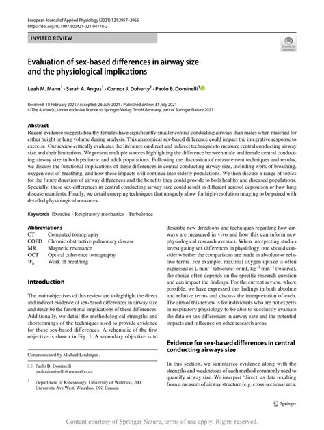 Evaluation Of Sex Based Differences In Airway Size And The