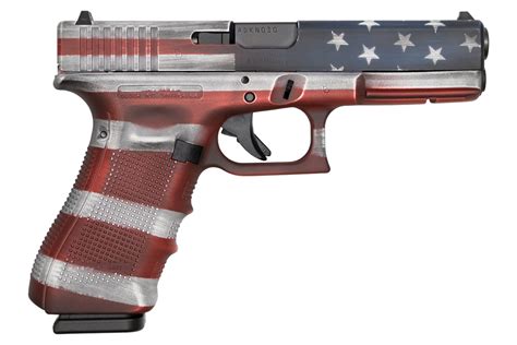 Glock 17 Gen4 9mm 17 Round Pistol With American Flag Battleworn