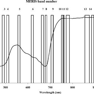 Location Of The MERIS Wavebands Overlain On A Model Vegetation Spectrum