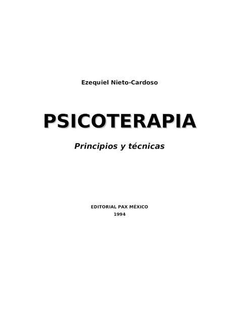 Doc Nieto Cardoso Ezequiel Psicoterapia Principios Y Técnicas 1