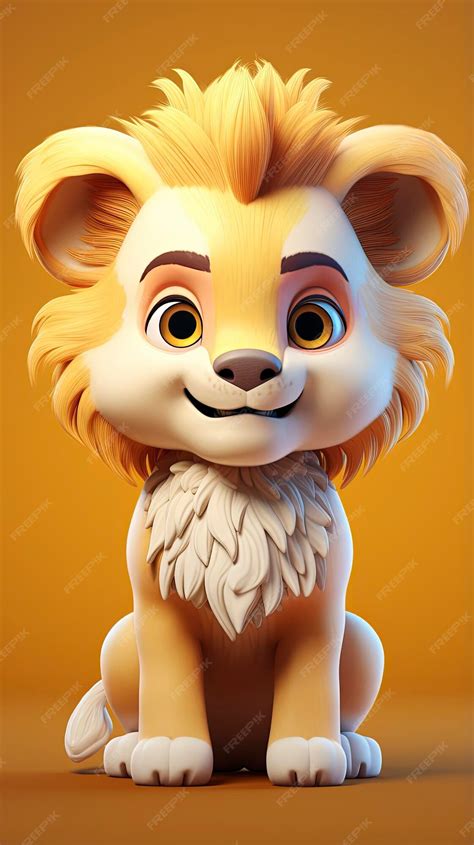 Premium Photo Cute Lion Character Full Body 3d Render Isolated One