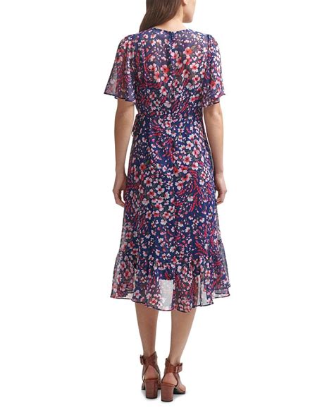 Calvin Klein Floral Print Chiffon High Low Dress Macys