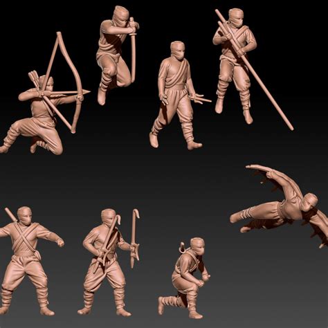 D Printable Ninjas Shinobi Set By Kozak Miniatures