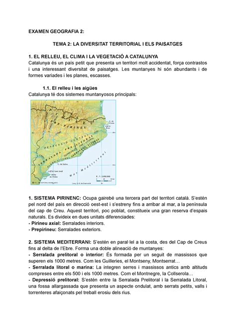 Examen Geografia Examen Geografia Tema La Diversitat