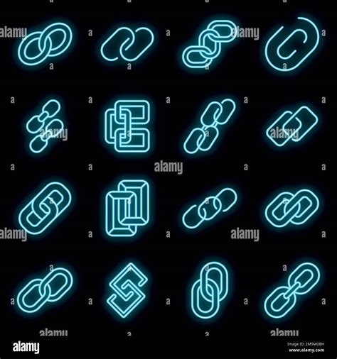 Chain Link Icons Set Outline Set Of Chain Link Vector Icons Neon Color