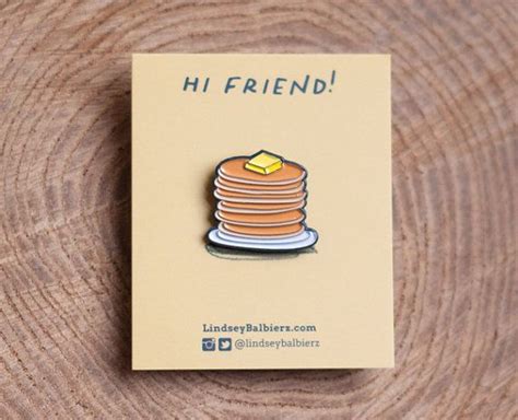 Pancake Stack Enamel Pin Pancake Enamel Pin Illustrated Lindsey