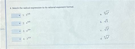 Solved Match The Radical Expression To Its Rational Exponent Chegg