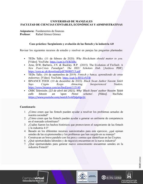 Caso Pr Ã¡ctico NÂ° 2fintech E Industria 40fundamentos De Finanzas