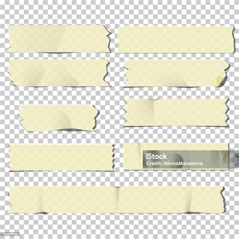 투명 한 배경에 고립 된 접착 테이프 조각 세트 리본에 대한 스톡 벡터 아트 및 기타 이미지 리본 질감 개체 그룹