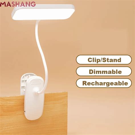 Flexible Table Lamp With Clip Stepless Dimming Led Desk Lamp