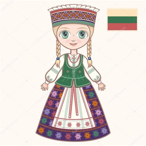 The girl in Lithuanian dress. Historical clothes. Lithuania Stock ...