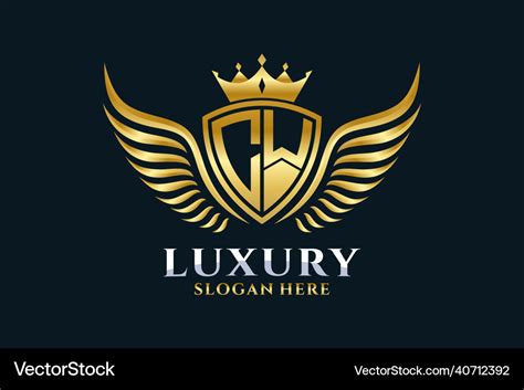 Luxury Royal Wing Letter Cw Crest Gold Color Logo Vector Image