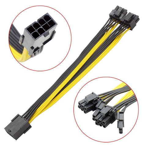 20cm Pci Express 8 Pin Female To Dual Male 8 62 Pin 2x Pcie Extension Cable Vga Graphic Video