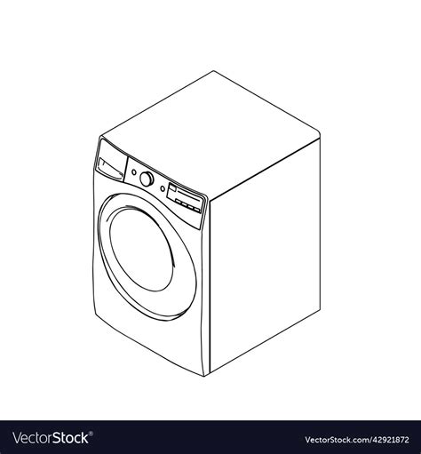 Washing Machine Outline Isometric Projection Vector Image