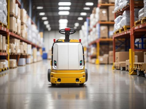 Premium Ai Image Agv Automated Guided Vehicle In Warehouse Logistics