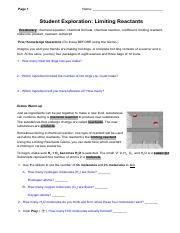 Understanding Limiting Reactants In Chemical Reactions Course Hero