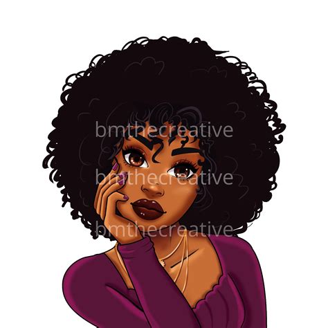 Black Afro Woman Clipart Purple Renee PNG DIGITAL Download for - Etsy