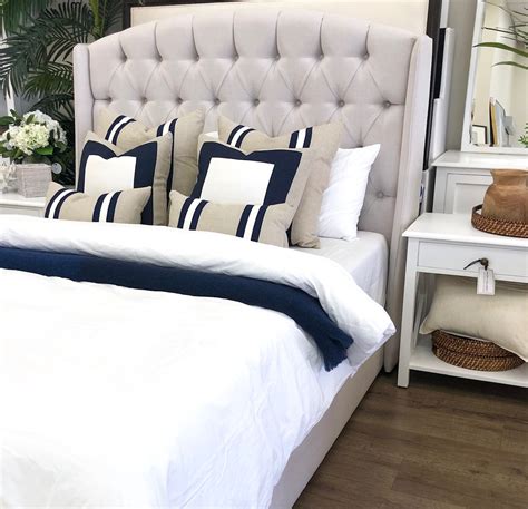 WA Made Deep Button Scroll Bed - Hamptons Style Bedroom Furniture ...