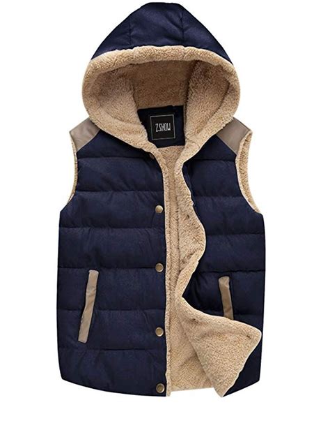 Mens Fleece Hoodie Hooded Vest Mens Vest Fleece Jacket Hooded