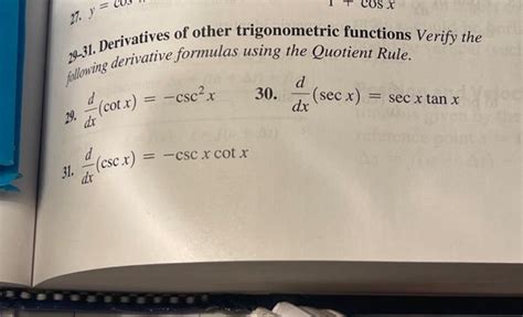 Solved 24-31. Derivatives of other trigonometric functions | Chegg.com