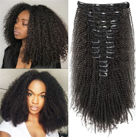 Kinky Curly Extension Clip Cheveux Naturel 16pcs 240g Extensions De