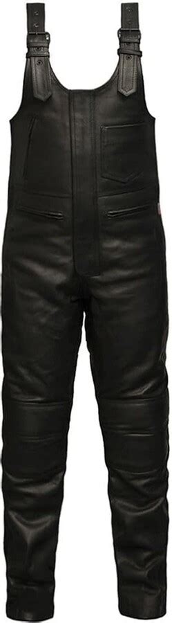 Skintan Mens CE Armoured Leather Motorcycle Salopettes Trousers Black