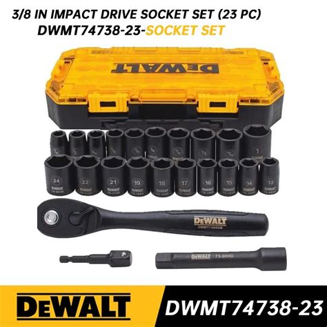 DEWALT DWMT74738 23 PIECE 3 8 DRIVE COMBINATION IMPACT SOCKET SET CAR