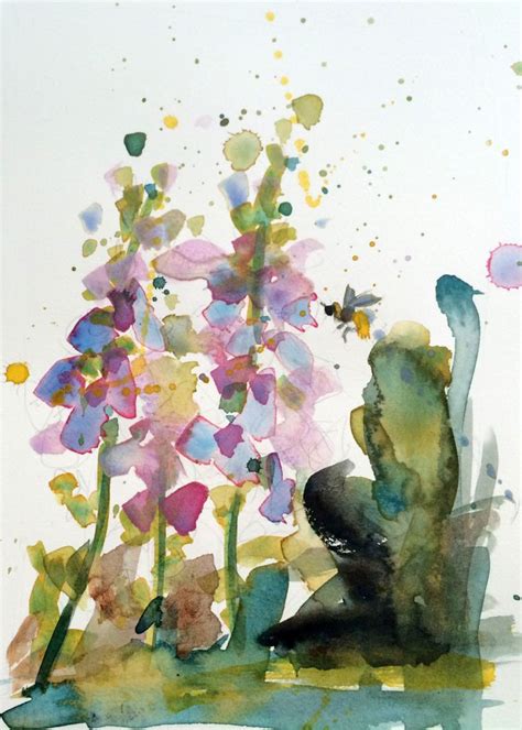 Foxglove No Original Floral Watercolor Painting By Angela Etsy