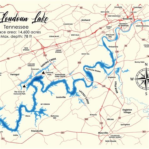 Fort Loudoun Lake Map - Etsy