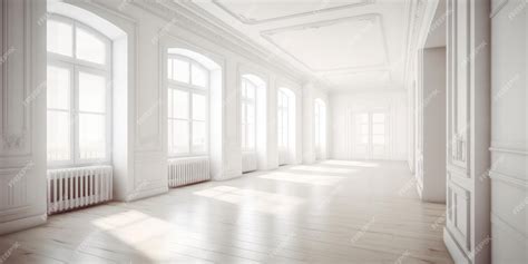 Premium Photo | White room with wood flooring