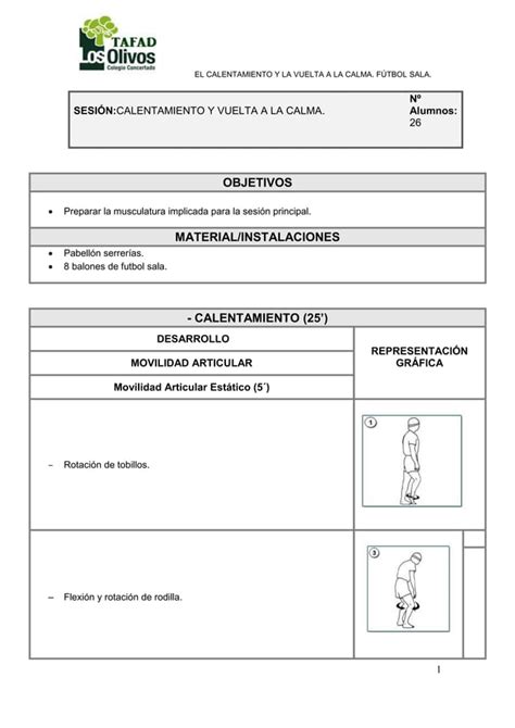 Calentamiento Y Vuelta A La Calma Futbol Sala PDF