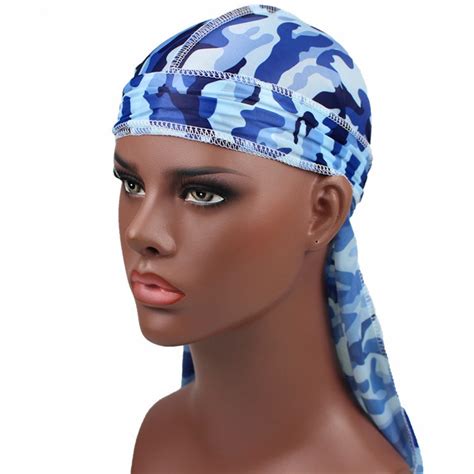 New Camo Mens Silky Durags Turban Print Silk Durag Headwear Bandans