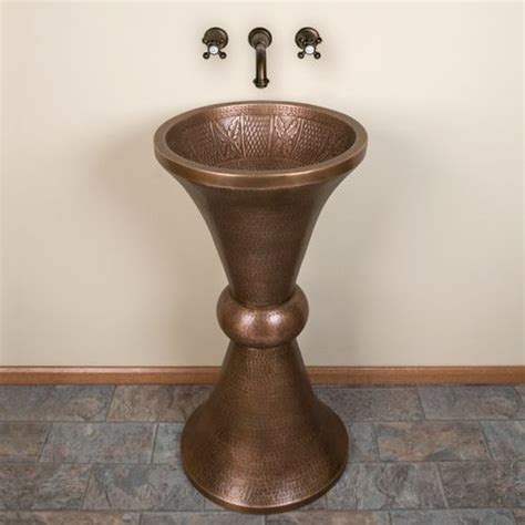 Holly Design Hammered Copper Pedestal Sink Pedestal Sink Hammered Copper Design