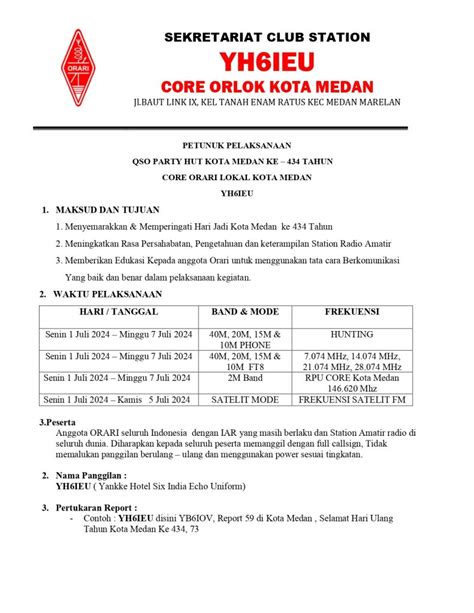 Qso Party Yh Ieu Dalam Rangka Hari Jadi Kota Medan Ke Tahun Orari