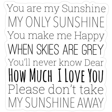 You Are My Sunshine Lyrics Sticker in 2025 | You are my sunshine