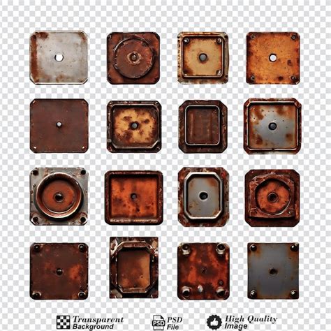 Premium PSD Collection Set Of Rusty Metal Plates Isolated On