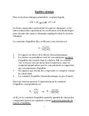 Cours 2 pdf Équilibre chimique Pour la réaction chimique généralisée