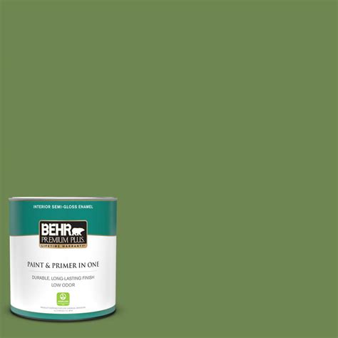 Behr Premium Plus Qt M Snip Of Parsley Semi Gloss Enamel Low