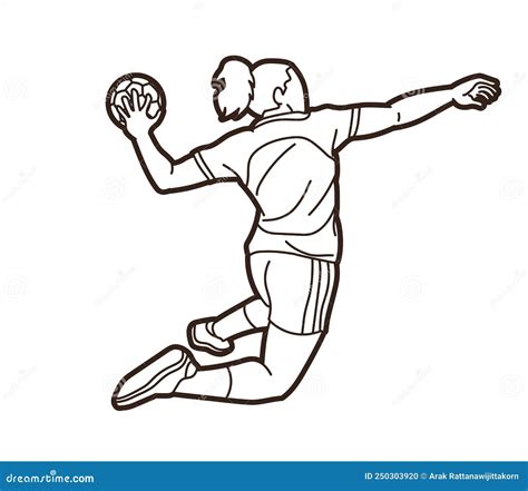 Handball Sport Female Player Action Graphic Vector Stock Vector